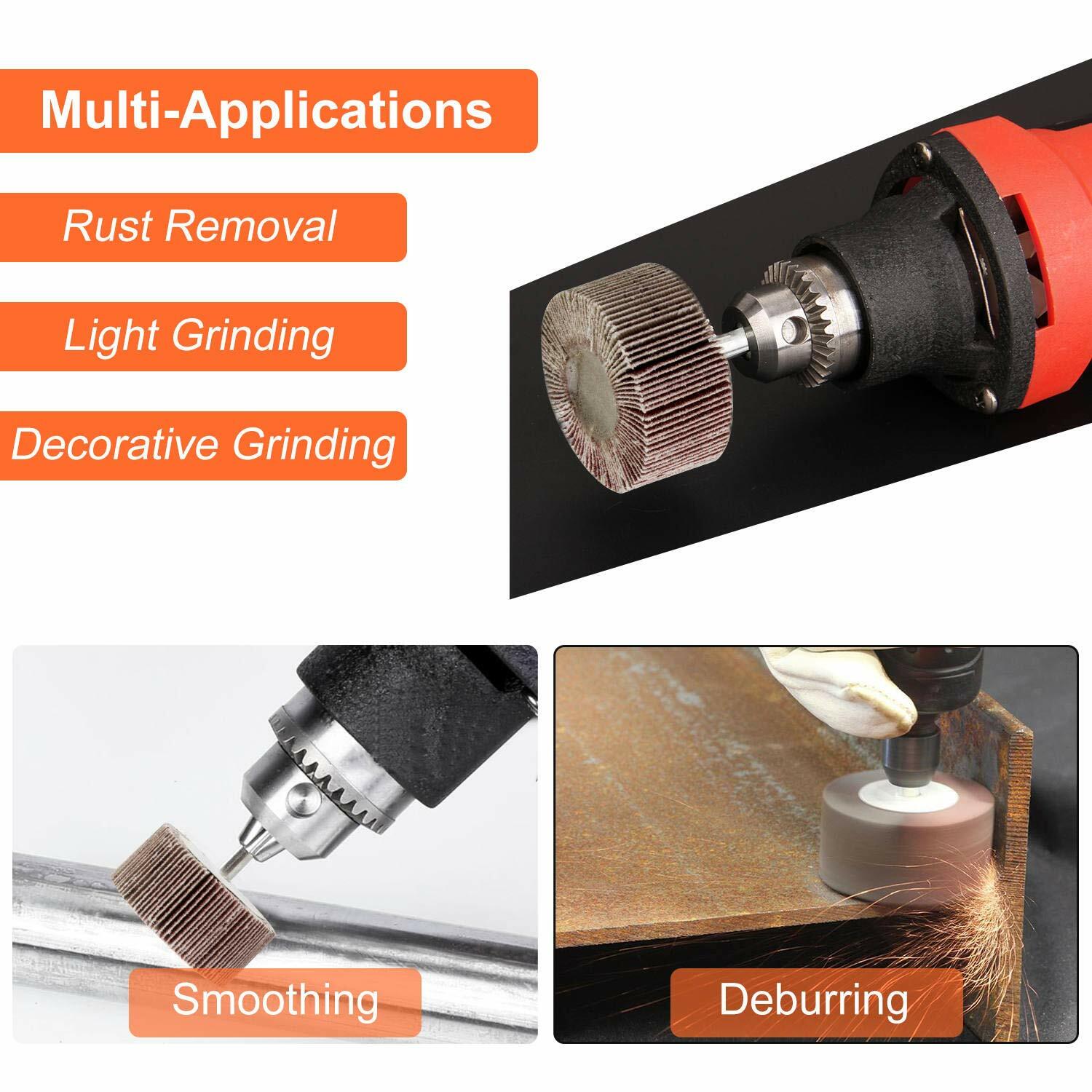1x1x1/4″ Flap Wheel Sander for Drill Mounted Sanding Grinding 40 60 80 120 Grit