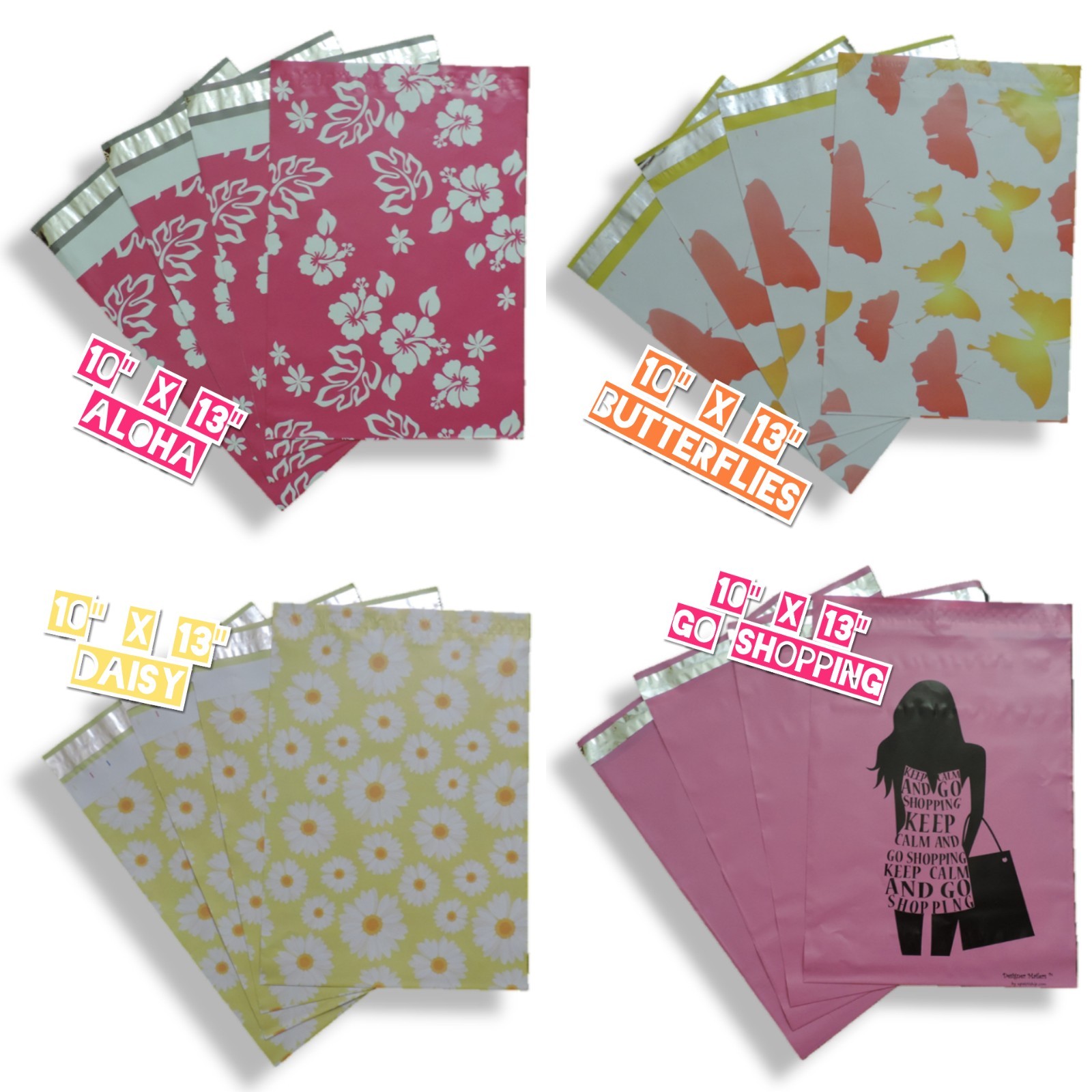 10×13 Designer Poly Mailers – Shipping Envelopes – Various Designs