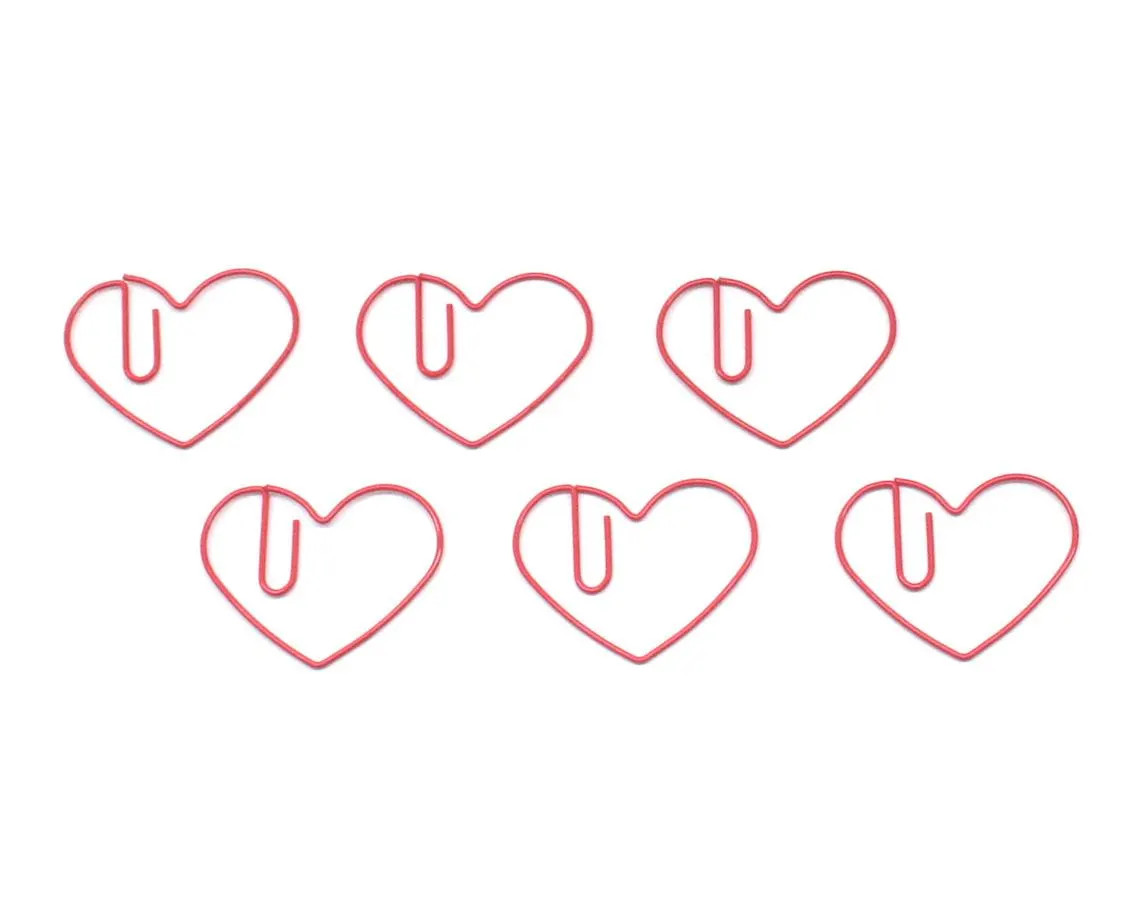 100 Count Red Heart Shaped Paper Clips Love Heart Valentine Gifts Cute
