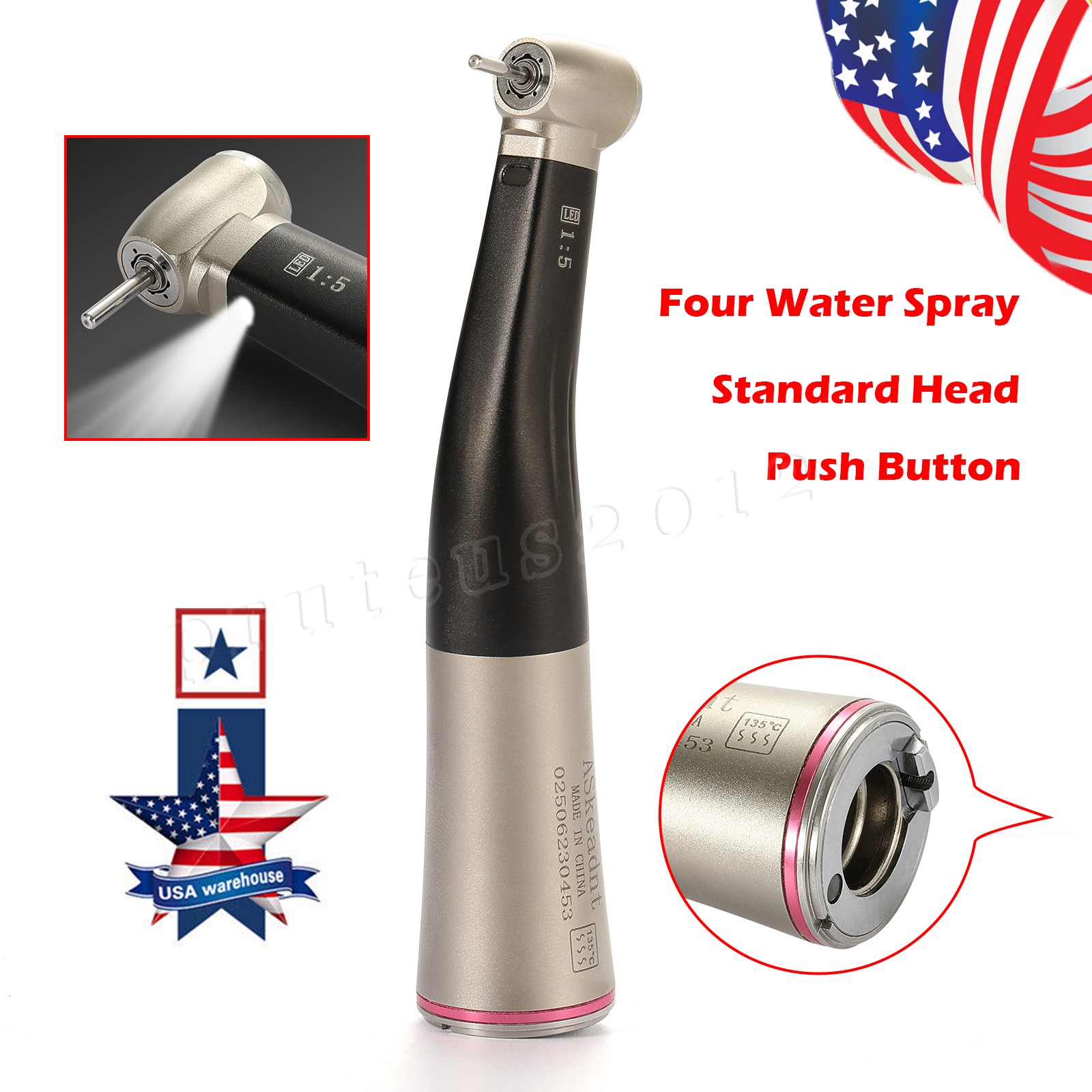 Dental 1:5 Increasing Handpiece Contra Angle LED Fiber Optic /Cartridge Rotor US