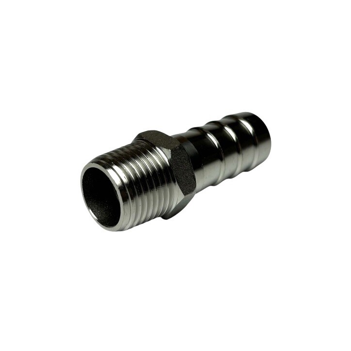 1/2” NPT Male to 18mm Stainless Hose Barb Adapter Oil Fuel Water Fitting