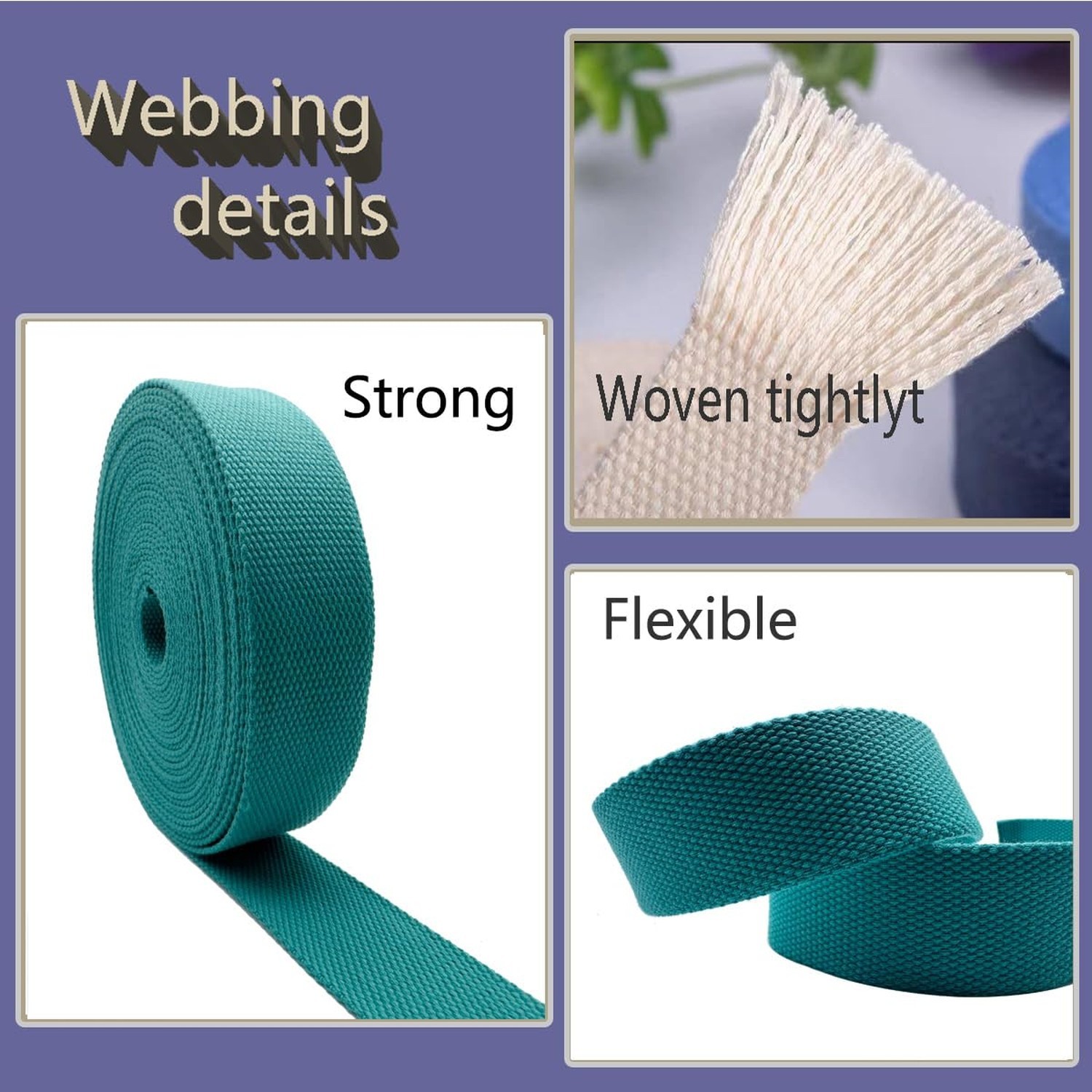 1.5 Inch Heavy Cotton Webbing 10 Yard Webbing Straps for Bags Handles,Tote Ba…