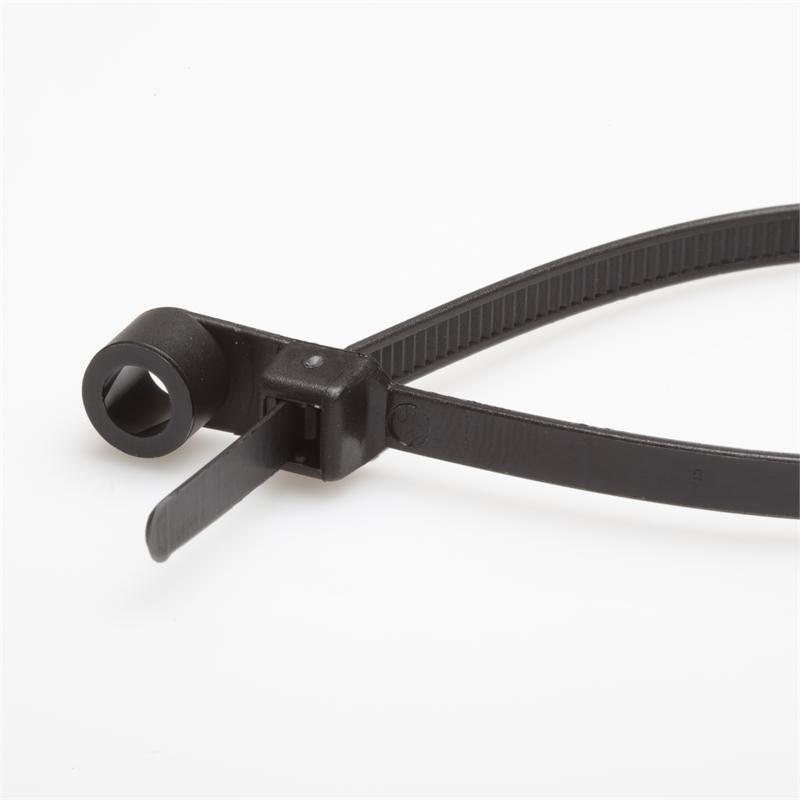1000 pieces 11″ Black Mountable Head Cable Tie 50 Lbs Nylon Secure Fastening