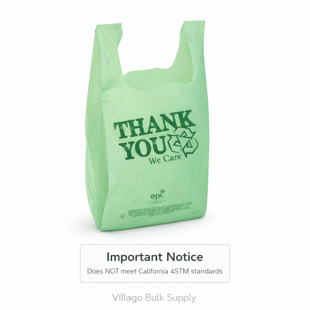 EPI Biodegradable Thank You T-Shirt Bags 11.5x6x21 Green 0.55mil 100-1000