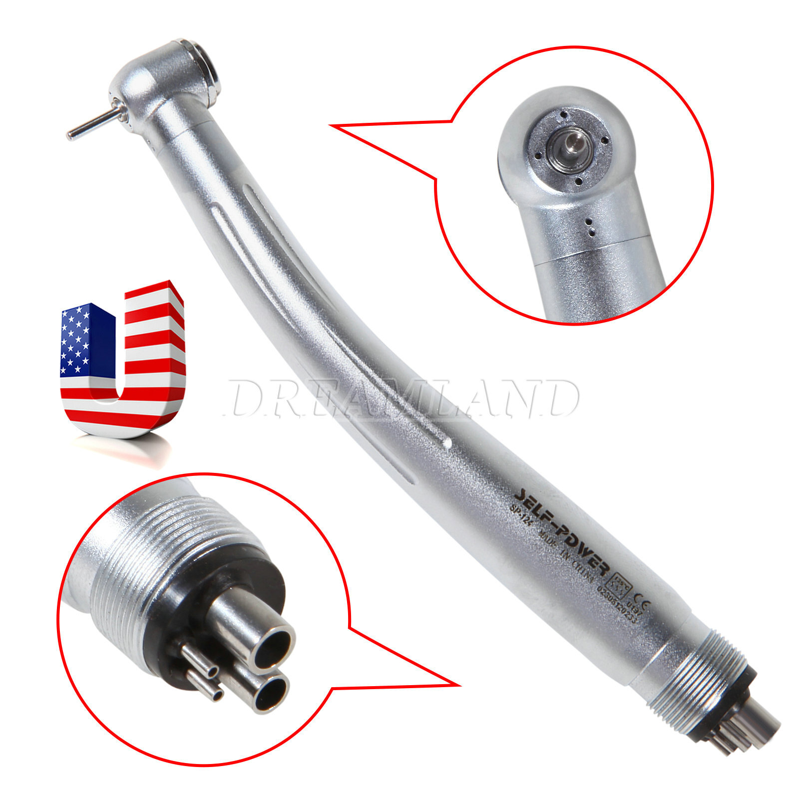 10pcs Dental High Speed Handpiece Standard Push Button Single Water Spray 4 Hole