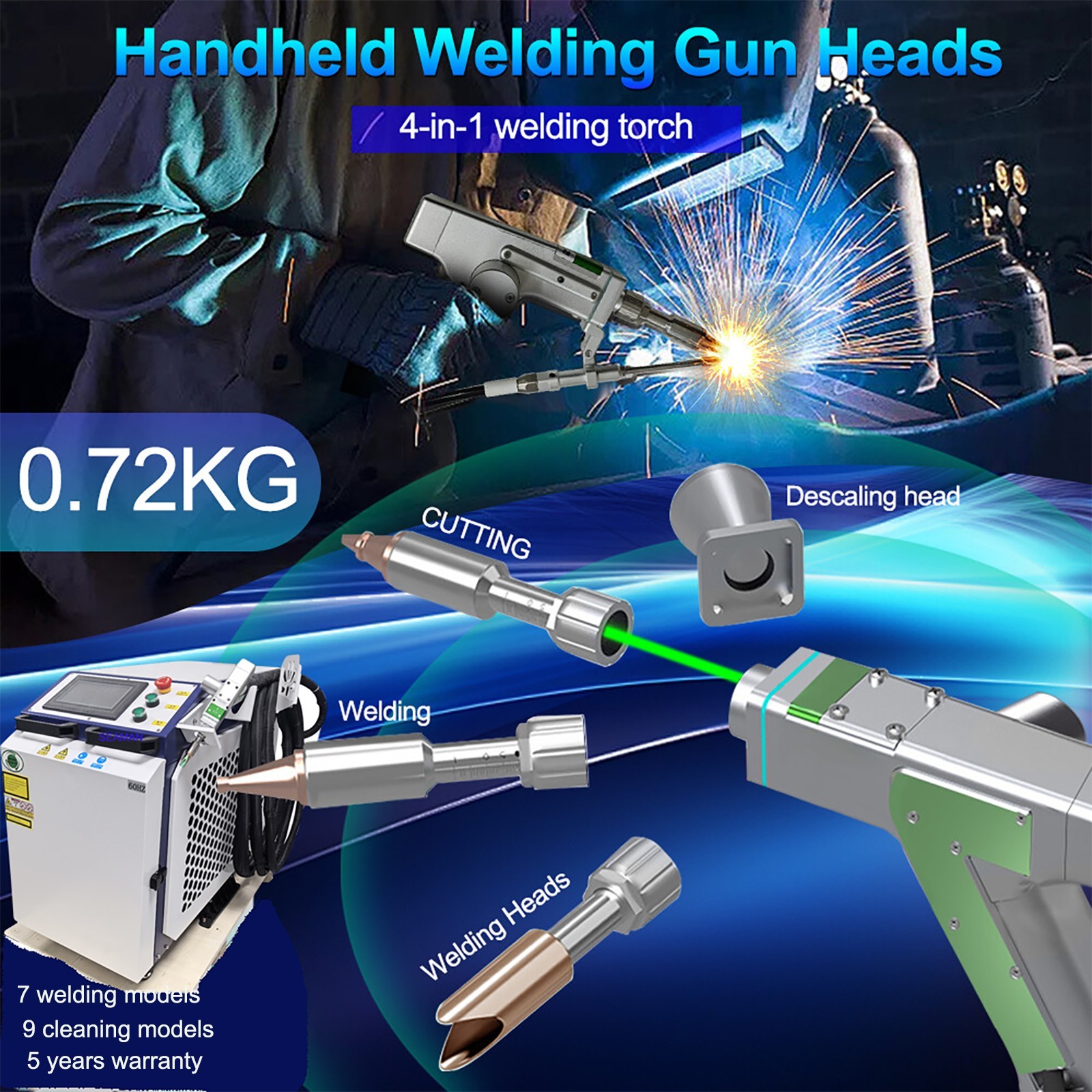 ?Raycus 3000W Handheld Fiber Laser Welder Cutting Cleaning Machine 4 IN1 Double