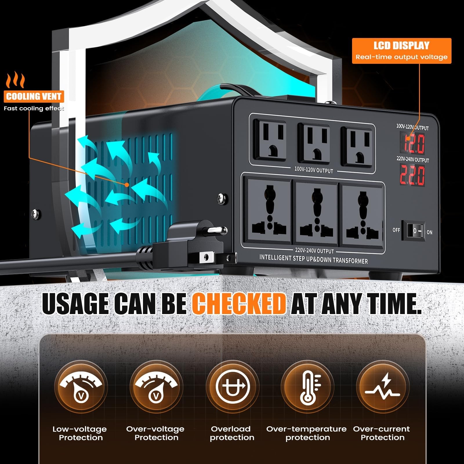 3000W Voltage Converter Transformer Step Up 110V/120V to220V/240V or Step Dow…