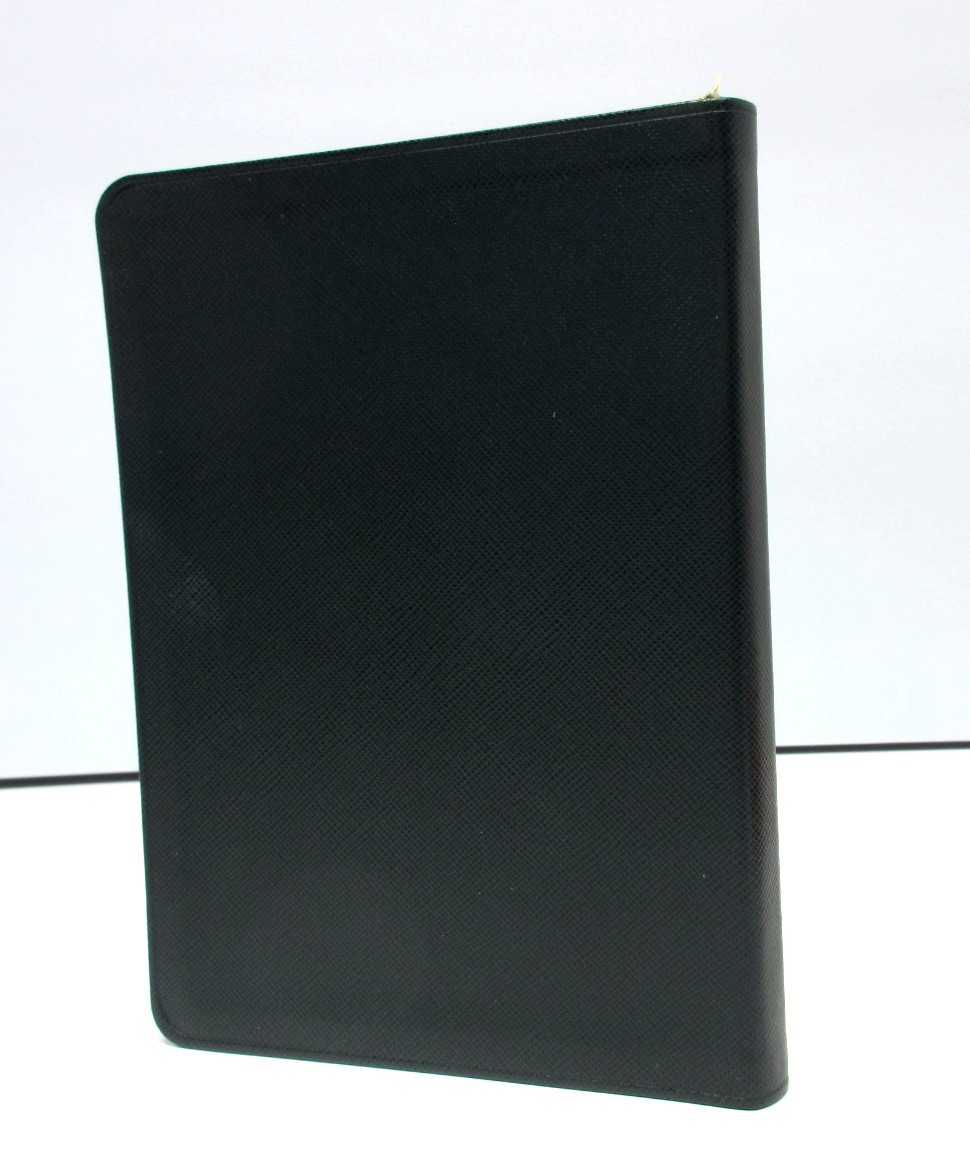 Address Book w Tabs Desk Size 5×7 Leather Softcover Graphic Image BLACK Saffiano