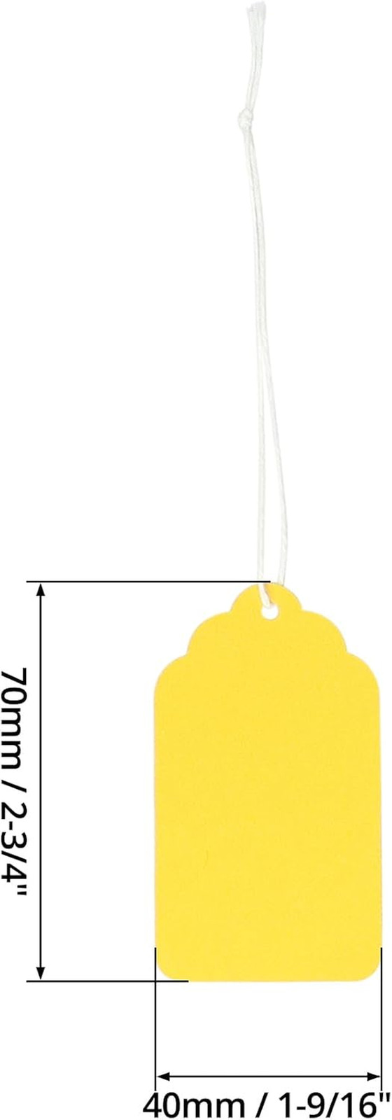 Price Tags, 500 Pcs Yellow Paper Gift Tags with String, 2.76″ X 1.69″ Blank Mark