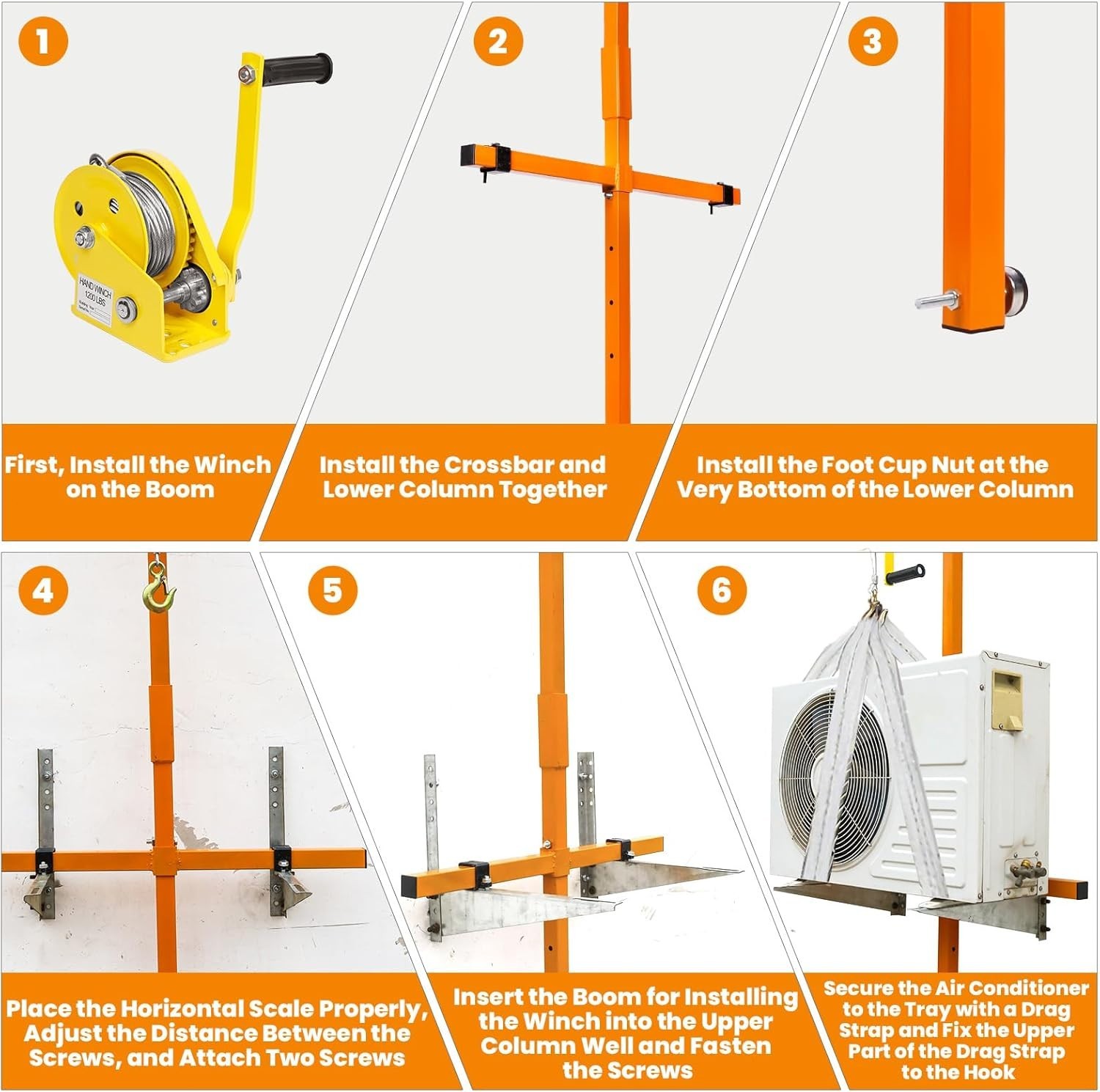 Air Conditioner Lifting Tool 50 FT Height 1200 LBS Air Conditioner Lifting Crane