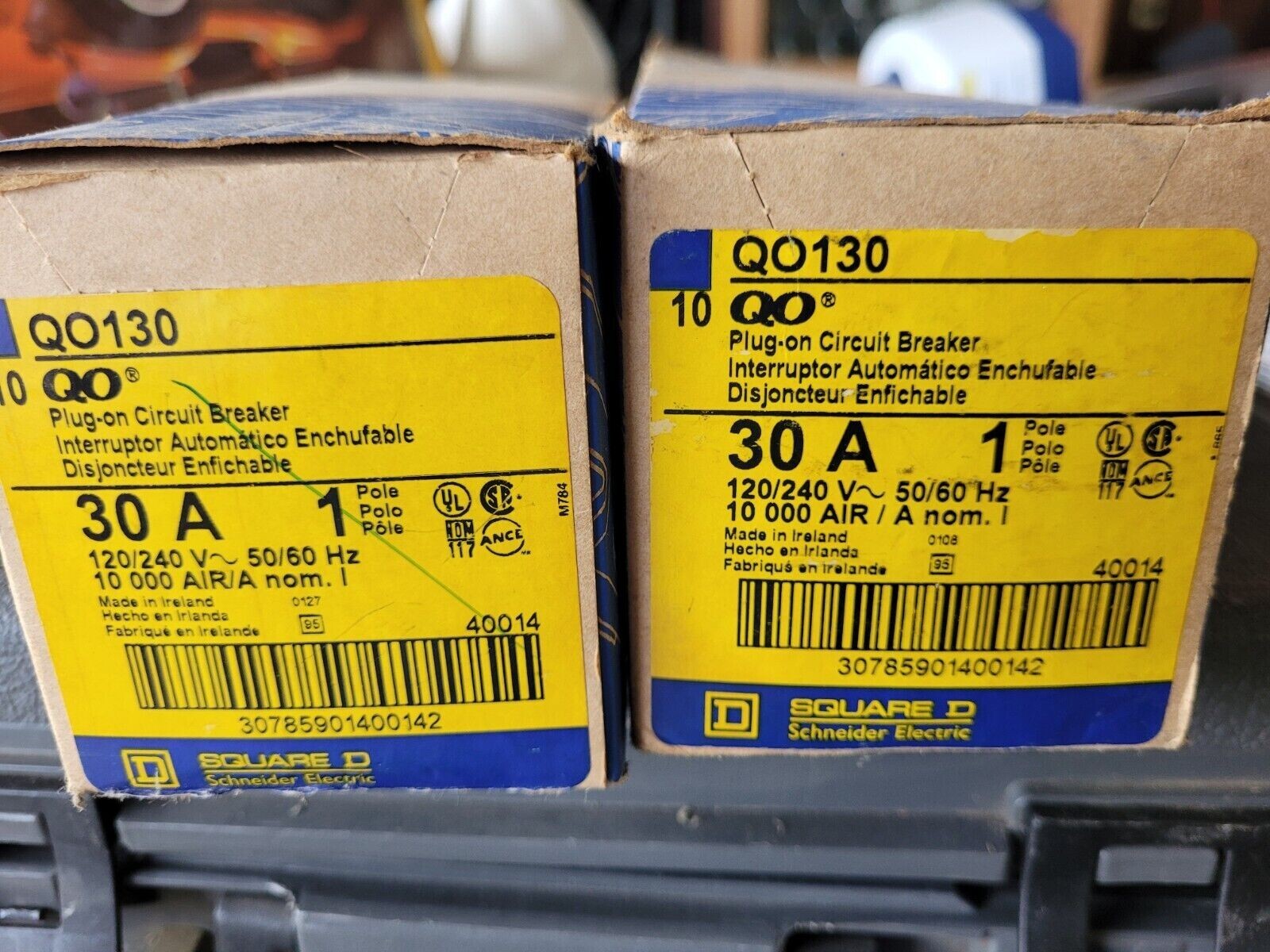 Square D QO130 30 Amp 1 Pole 120/240V Circuit Breaker Type QO Yellow “D”