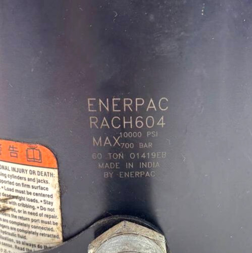 Enerpac RACH604 65.6 ton Capacity 3.94 in Stroke Aluminum Hollow Plunger Used