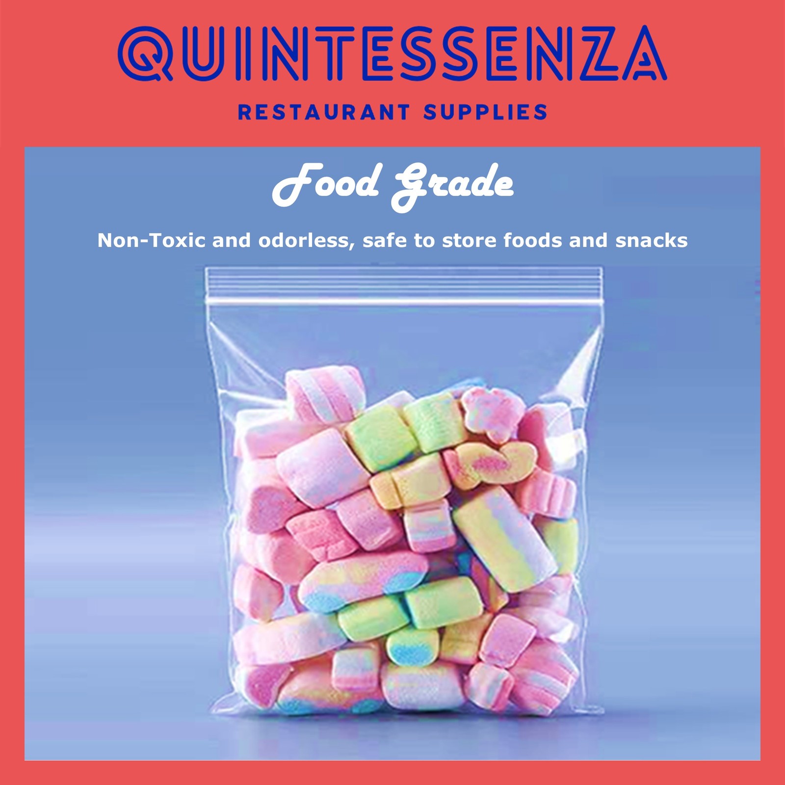 8” x 20” = 2 Mil Thick Clear Zipper Reclosable Poly Bags by Quintessenza