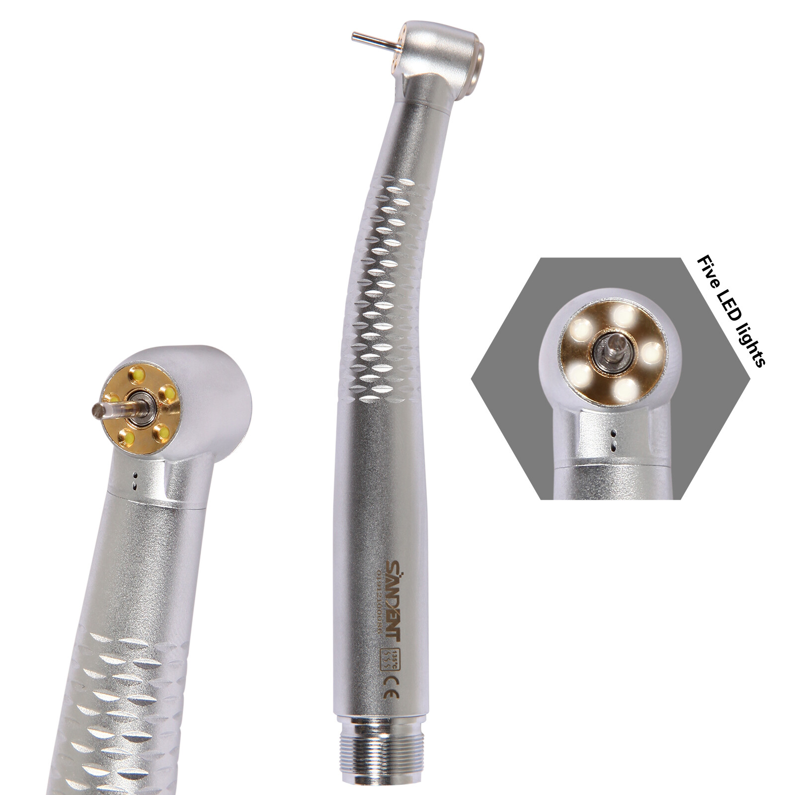 SANDENT Dental 5 LED High Speed Handpiece Single Water Spray 2/4 Hole / Rotor