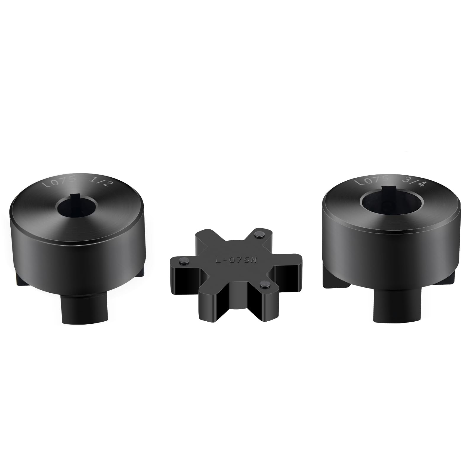 1/2″ to 3/4″ L075 Flexible 3-Piece L-Jaw Coupling Coupler Set & Rubber Spider…