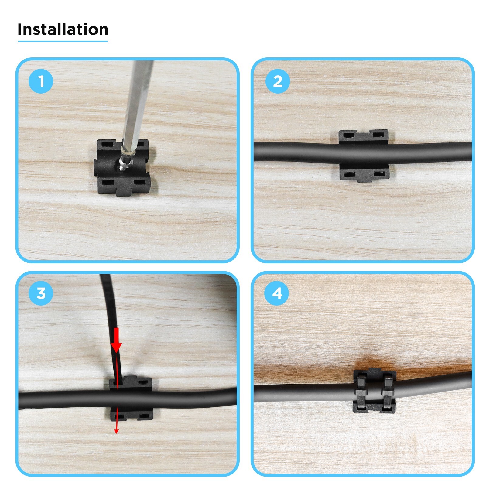 Recoil ZTM25-K100 100Pcs Modular Cable Zip Tie Mounts, Dual Slots, Size 1” X 1”