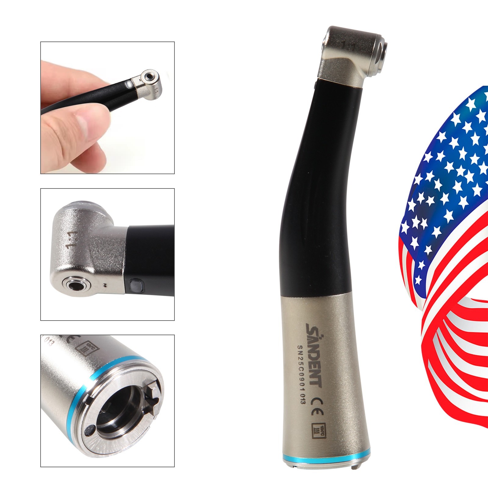 Dental 1:1 Fiber Optic LED Contra Angle Handpiece NSK STYLE YBB