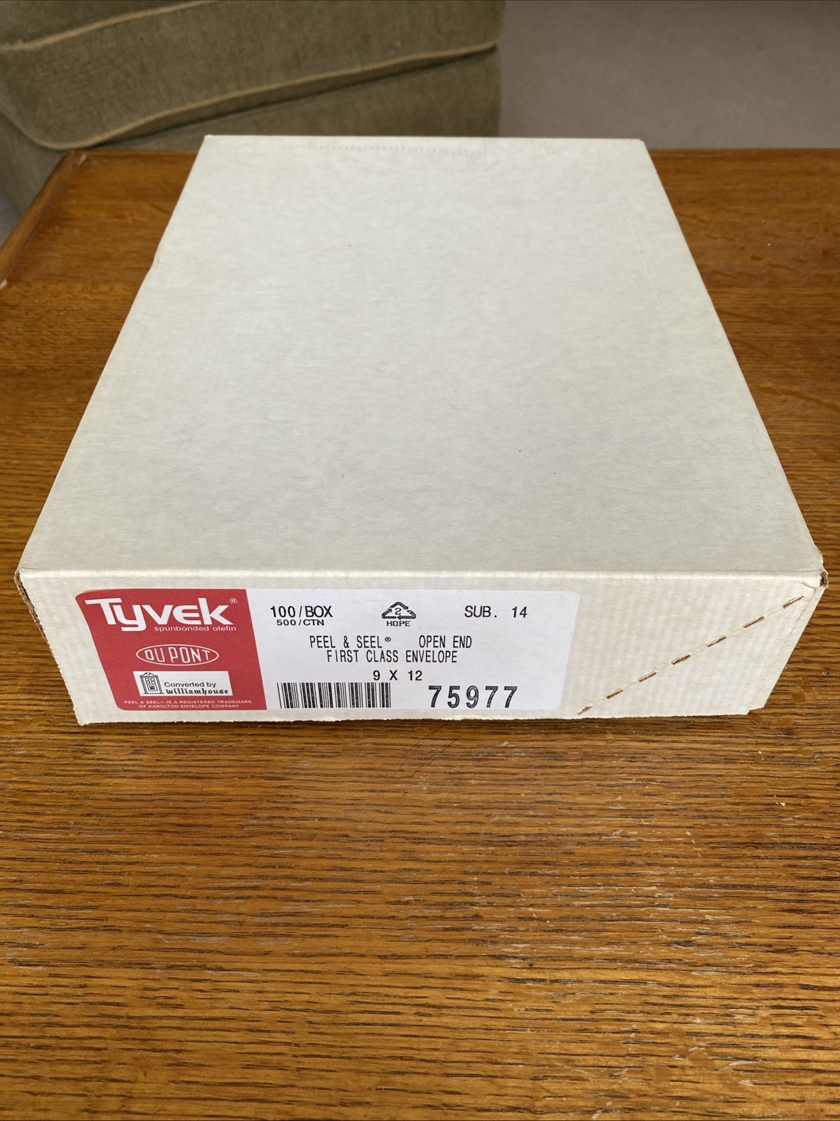 Tyvek DuPont 100ct Peel & Seal Open End First Class Envelope 9×12