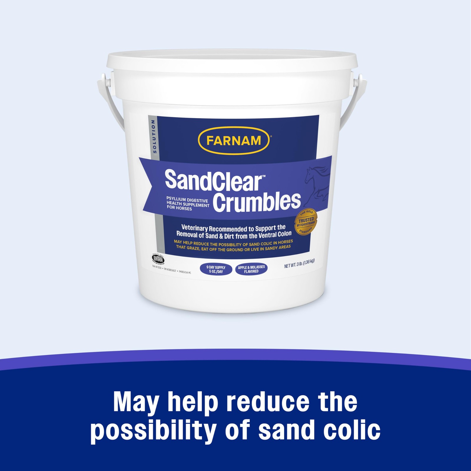 Farnam SandClear Psyllium Crumbles Supplement for Horses, 3 pounds, Brown
