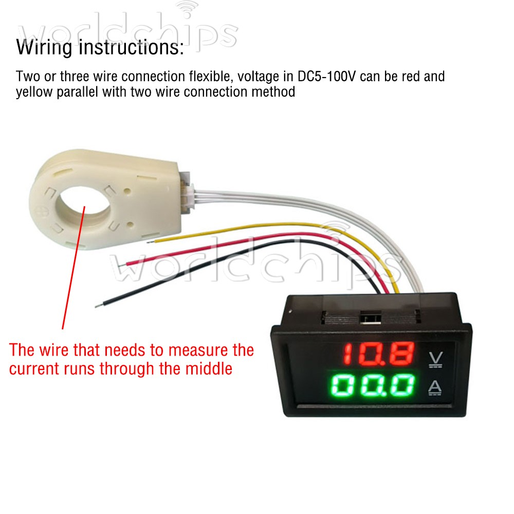 DC0-300V 50/100/200/400A Digital Current Voltage Meter Hall Ammeter Voltmeter