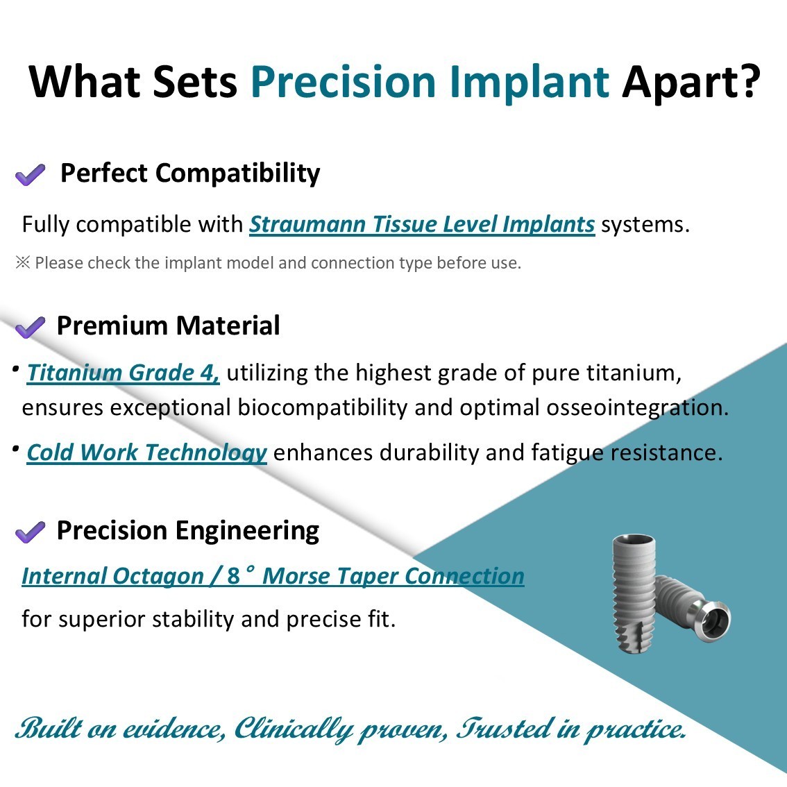 Evidence Implant Tissue Level Fixture Neck Dia 4.8/6.5 Octa FDA/CE Korea Made