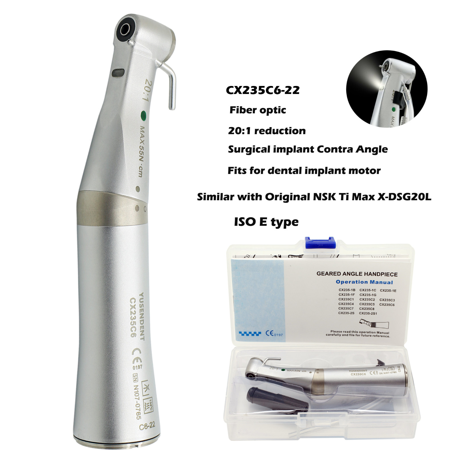 COXO Dental Contra Angle 1:1 10:1 6:1 Endo 20:1 Implant Handpiece Fiber Optic