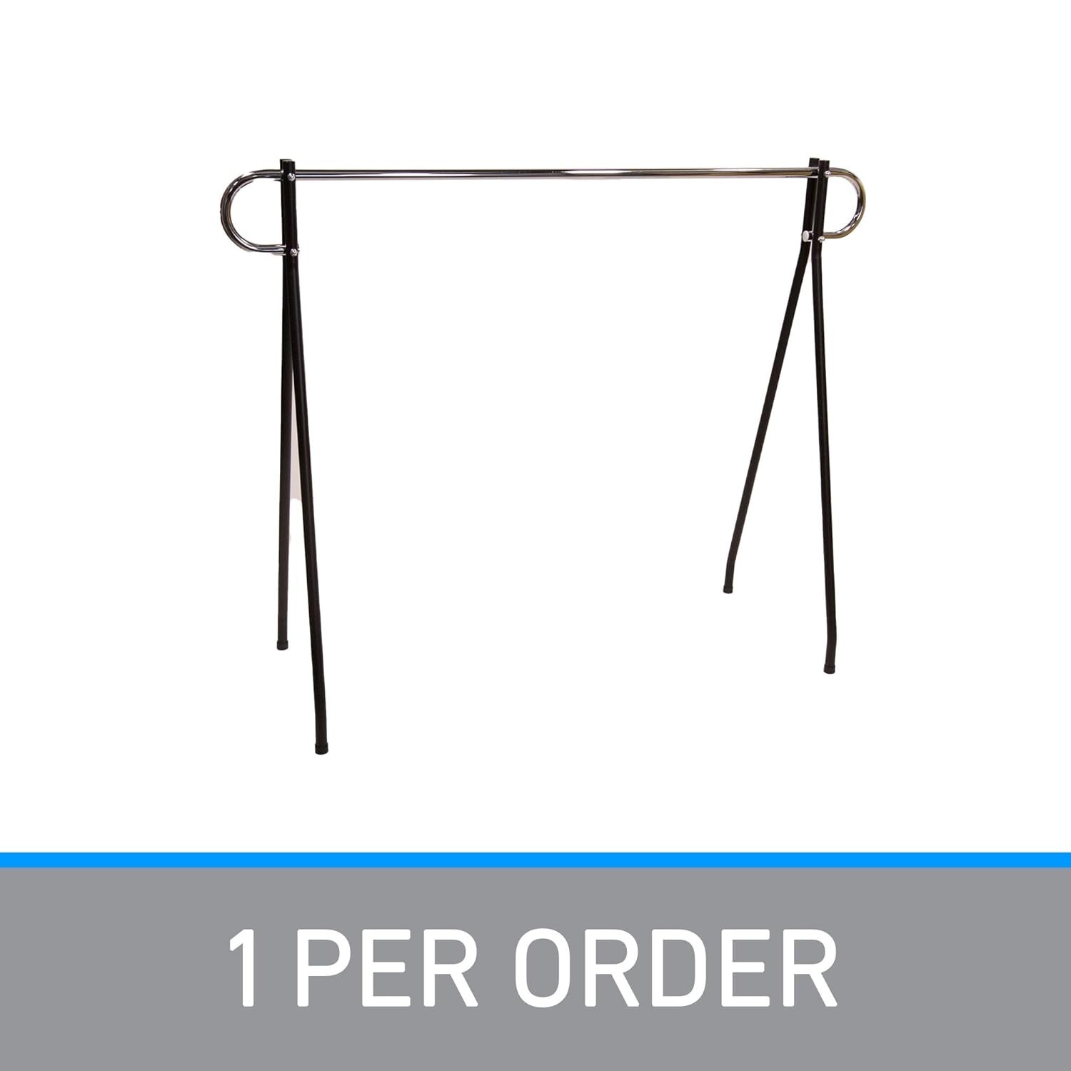 Clothing Rack Black & Chrome Single Rail Retail Storage Garment Salesman 48 x 60
