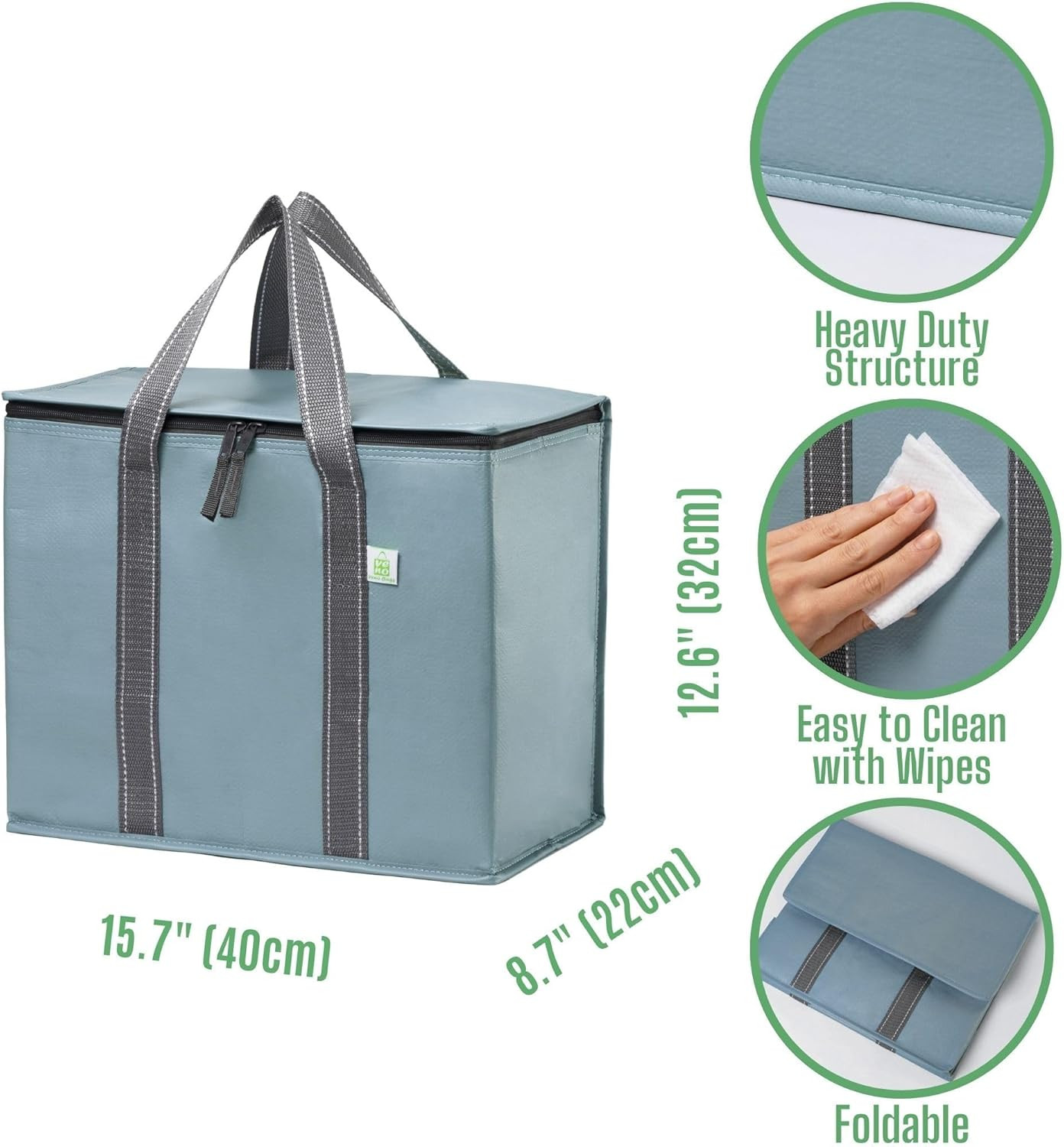 2 Pack Cooler Bag and Insulated Grocery Bags for Food Delivery, Collapsible Cool