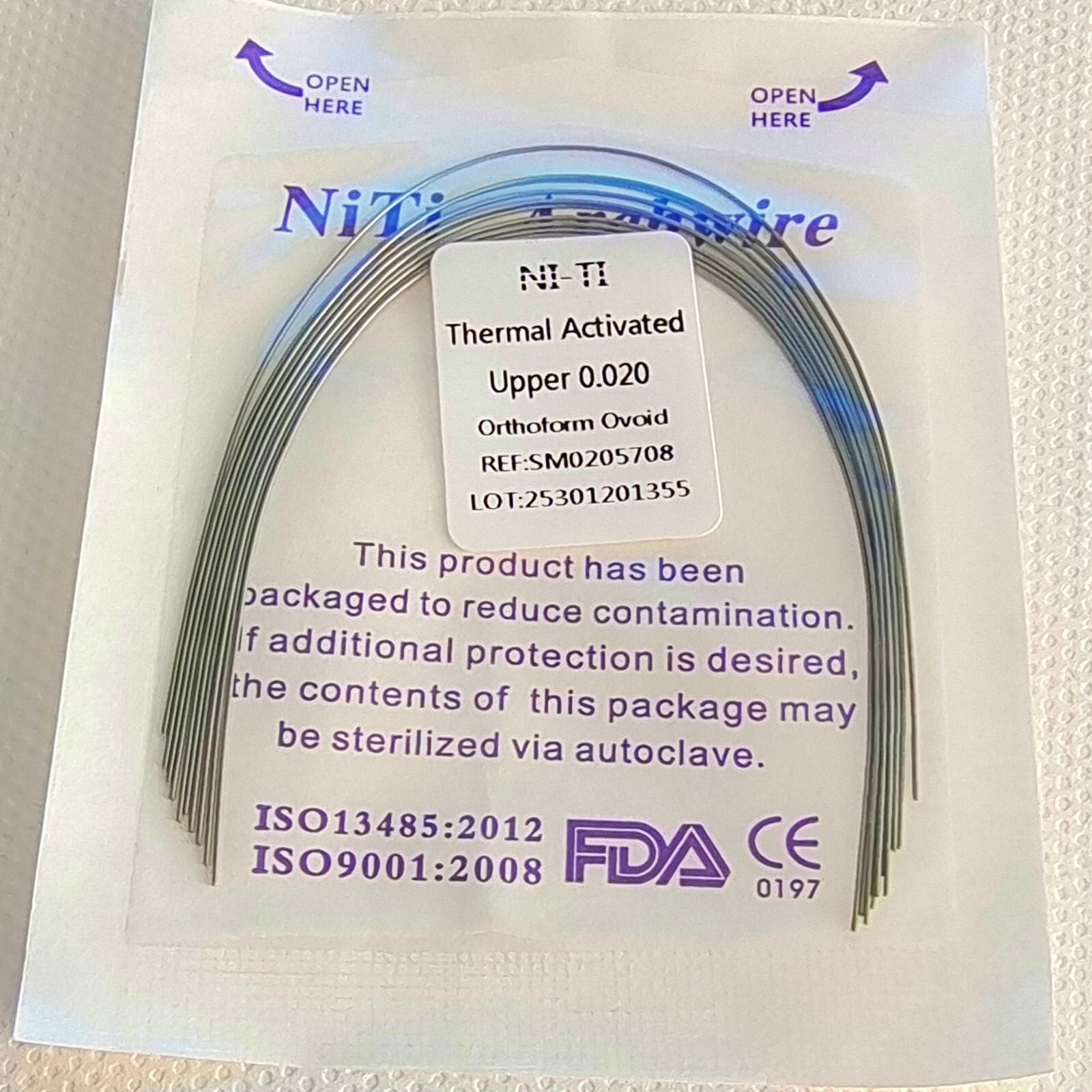 Dental Orthodontic Heat Thermal Activated NITI Arch Wires Ovoid Round Wire
