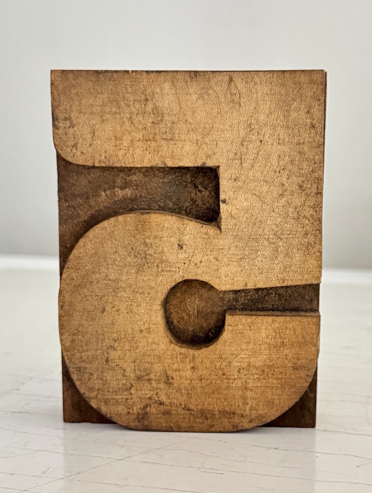 Vintage Large Wood Number 5, Five Letter Letterpress Print Type