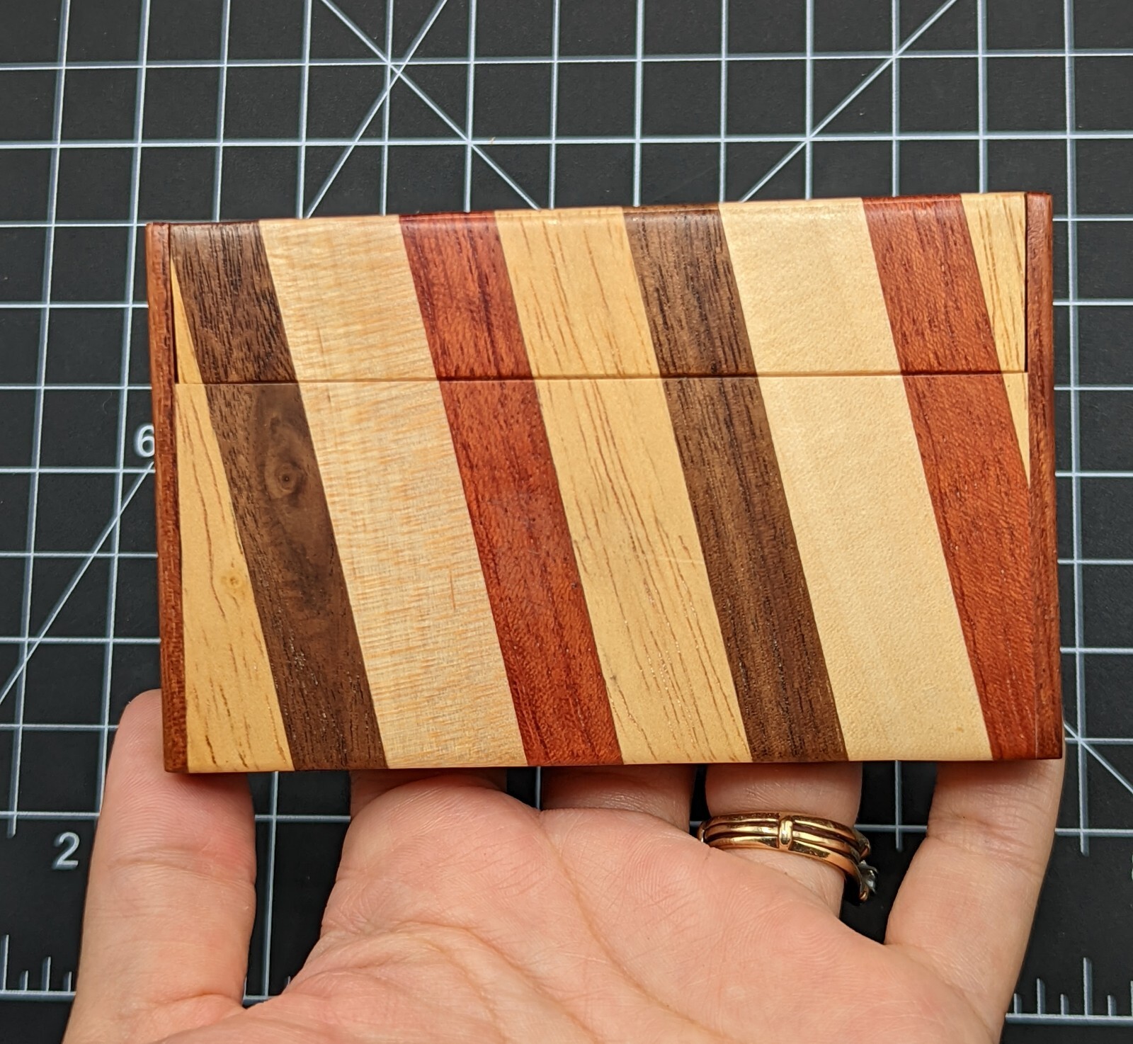 Aloha Hawaii Palm Tree Mixed Tri Color Multicolor Wood Business Card Holder