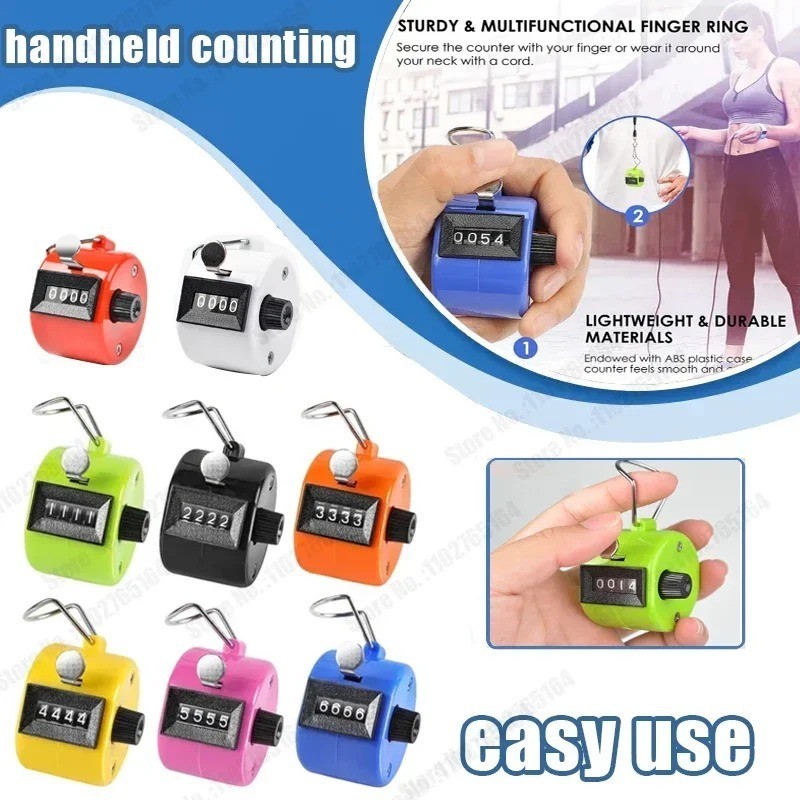 Hand Tally Counter, Handheld 4 Digit Lap Counter, Manual Mechanical Clicker HO