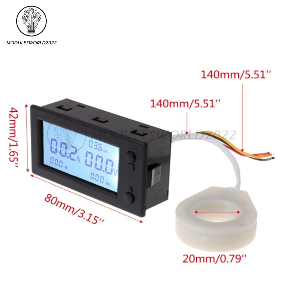 DC 300V 50/100/200/400A LCD Hall Coulomb Voltage Current Battery Power Meter