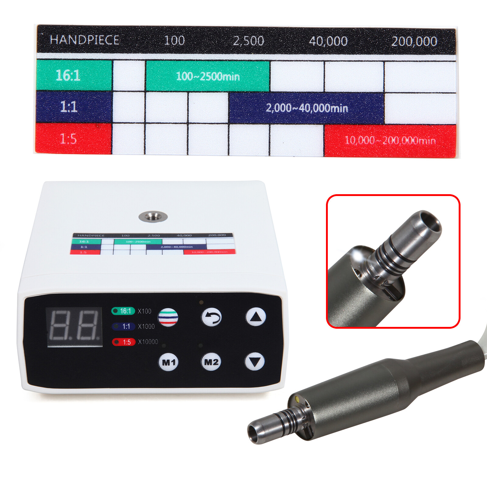 Dental Electric LED Brushless 200000RPM Micro Motor /1:5 1:1 Handpiece GreatLife