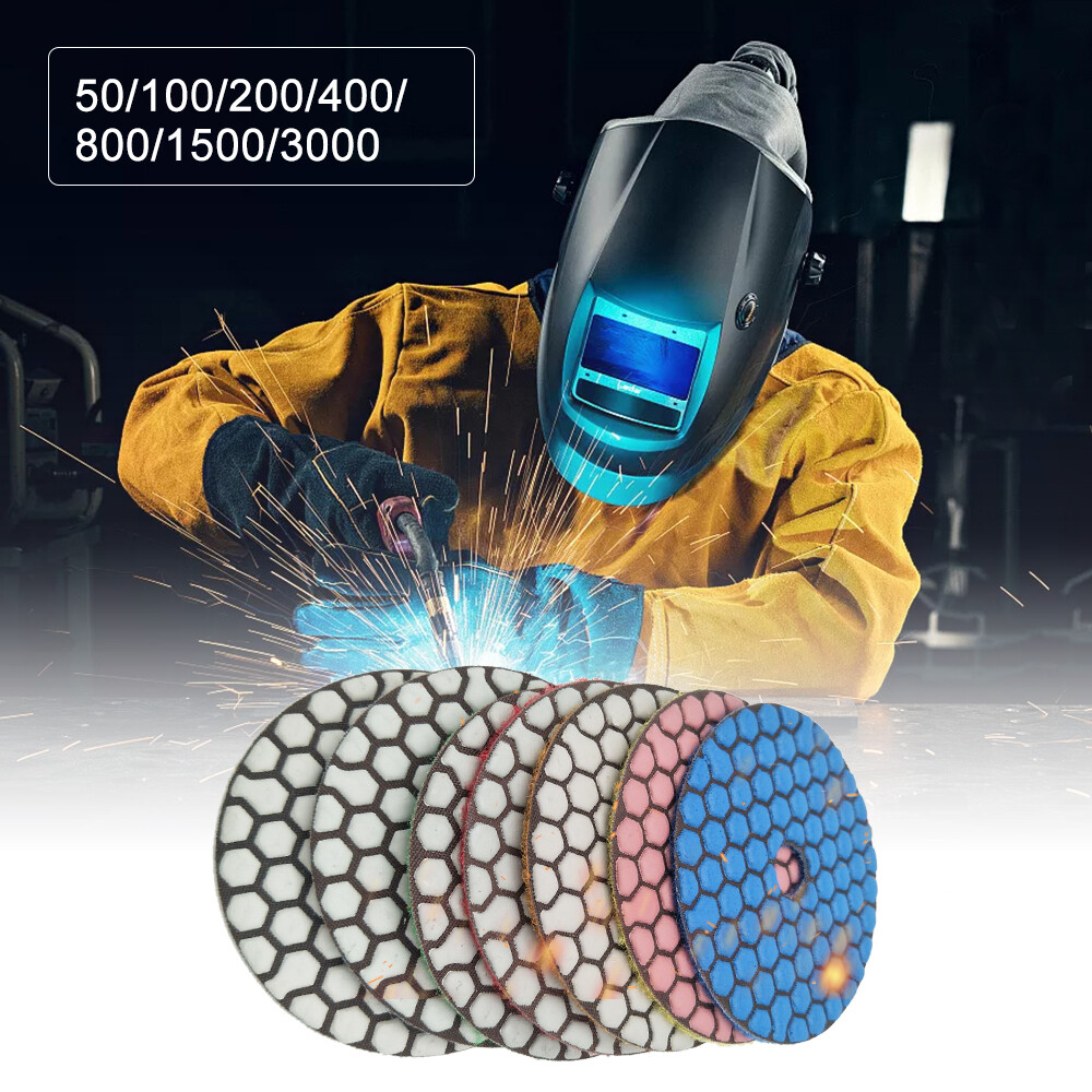 7PC 50/100/200/400/800/1500/3000# 4″ Dry Diamond Polishing Pad Sharpness A6W3