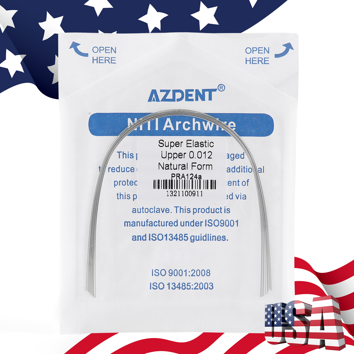 AZDENT Dental Orthodontic Super Elastic Niti Round Arch Wire Nature Form 012-020