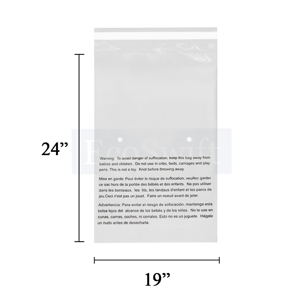 20 19×24 Self Seal Suffocation Warning Clear Poly Bags 1.5 mil Free Shipping