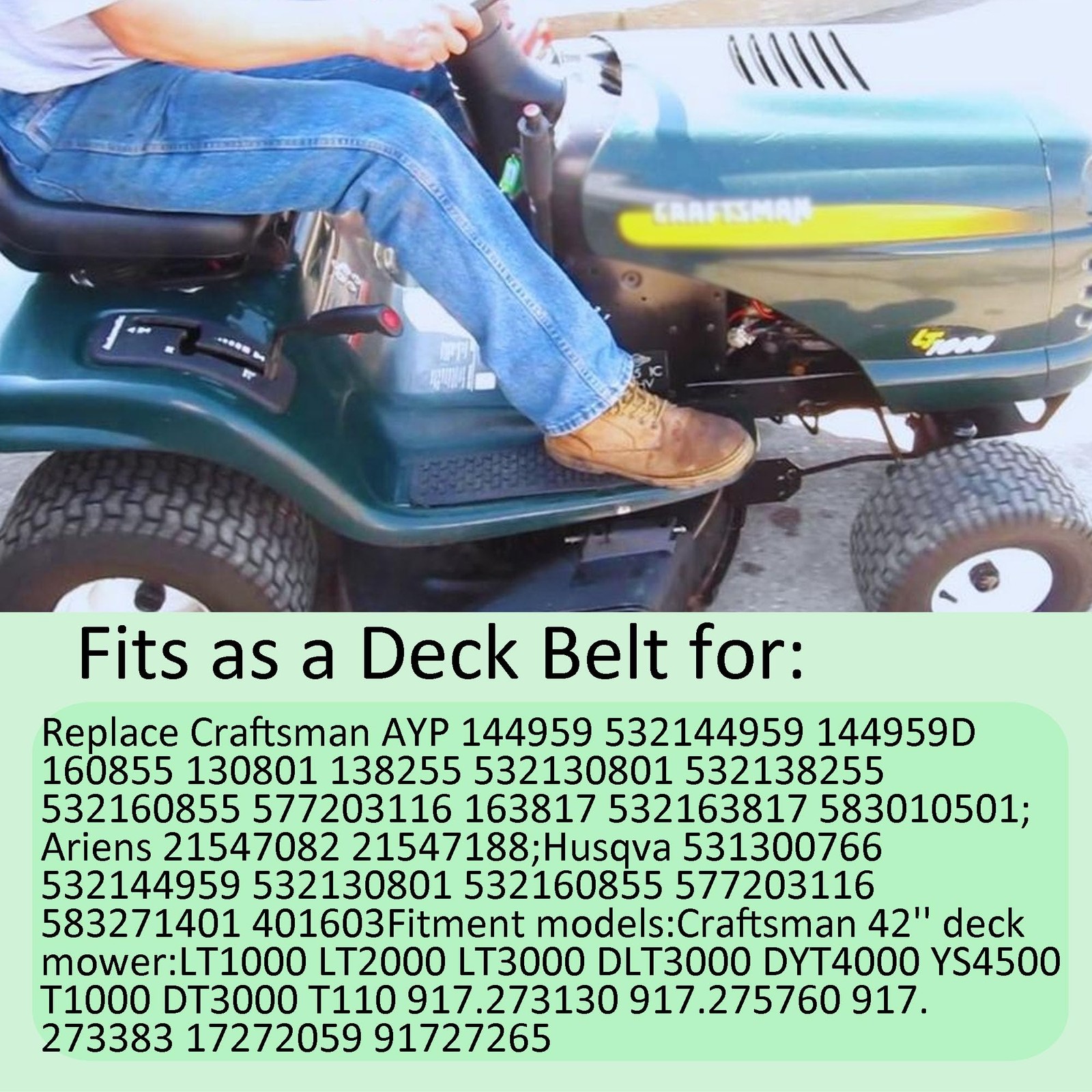 Mower Deck Belt 1/2 x 95.5 HeavyDuty Replacement for 42 Riding Mowers for Lawn