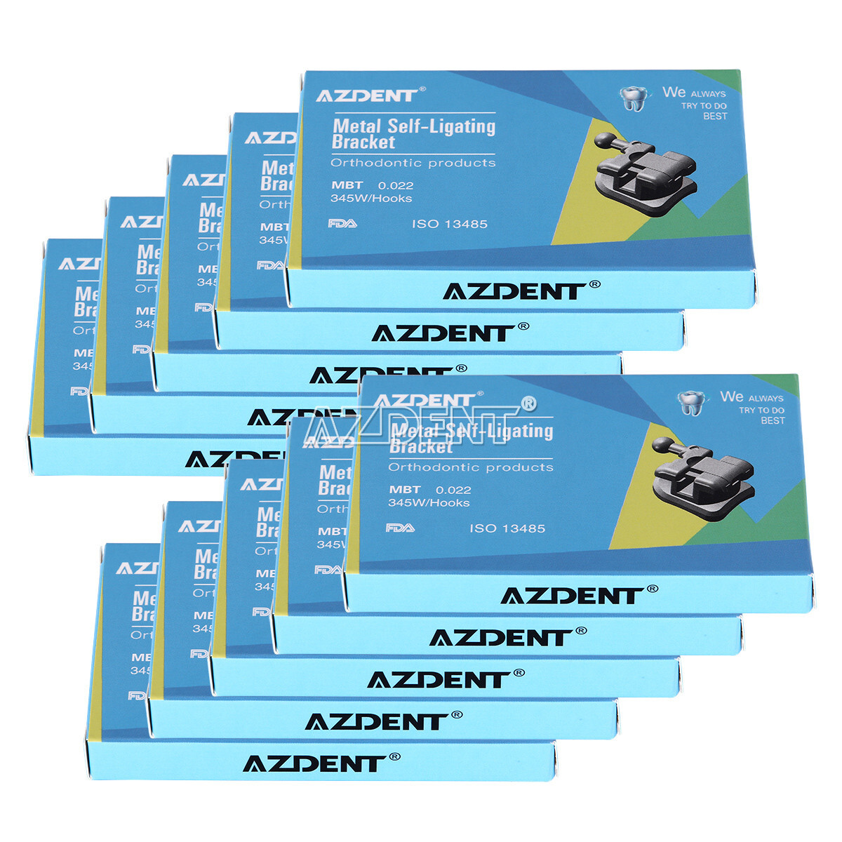 5X Brackets de Autoligado Ortodoncia Dental MBT 0.022 Ganchos 345 monobloque