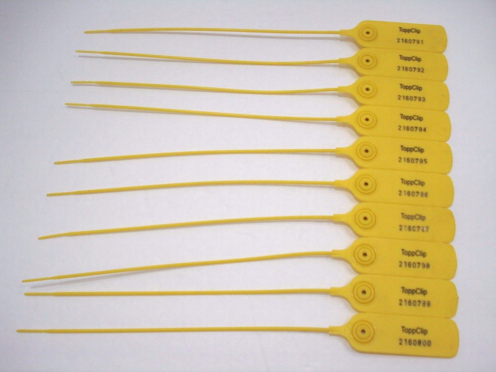 ToppClip 10 Yellow Plastic Security Pull Tight Seals Numbered New
