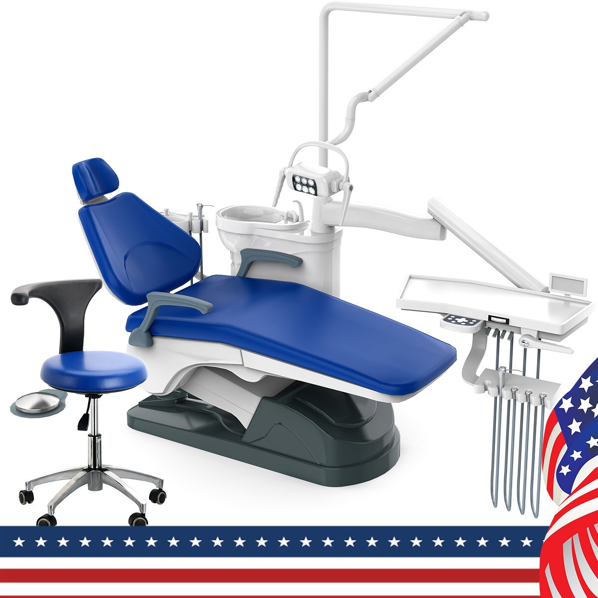FDA Dental Unit Chair Computer Controlled Motor PU Hard Leather & Doctor Stool