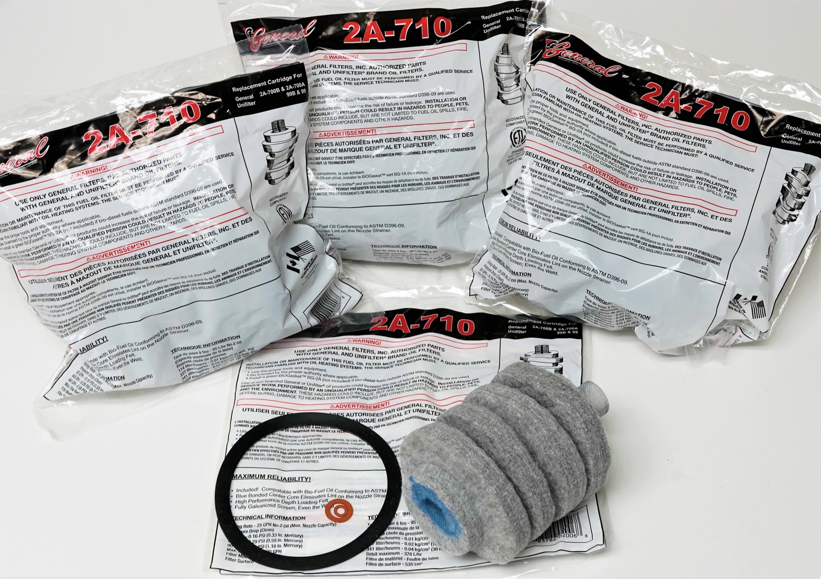 2A-710. 4 PACK General Fuel Oil Filter Wool Felt for 2A-700a 99 XF-1 S-252 F-400