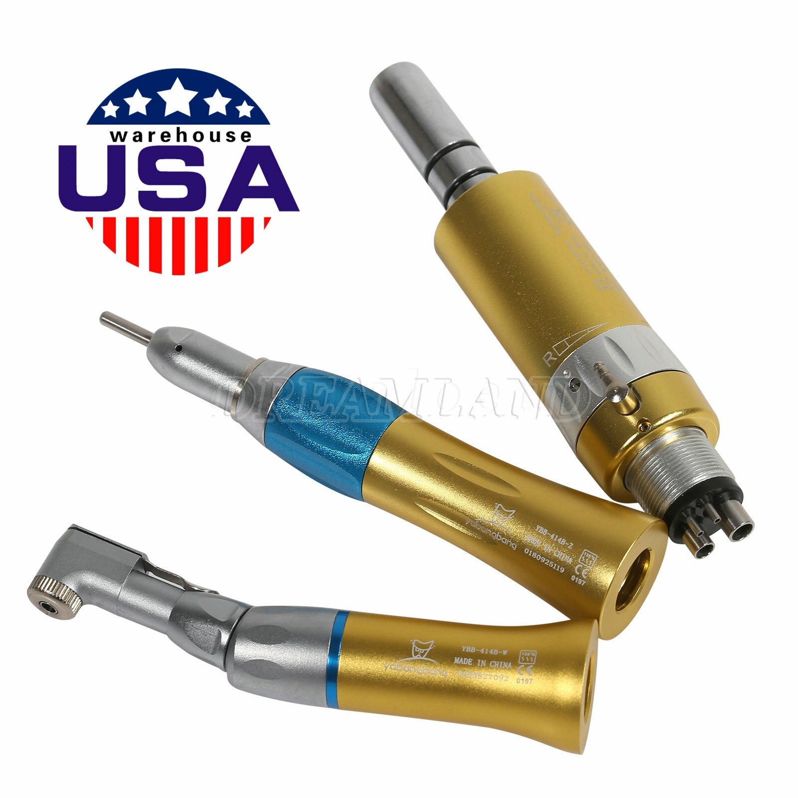 USA NSK Style Dental Contra Angle Low Slow Speed Handpiece Latch Type Gold 4Hole