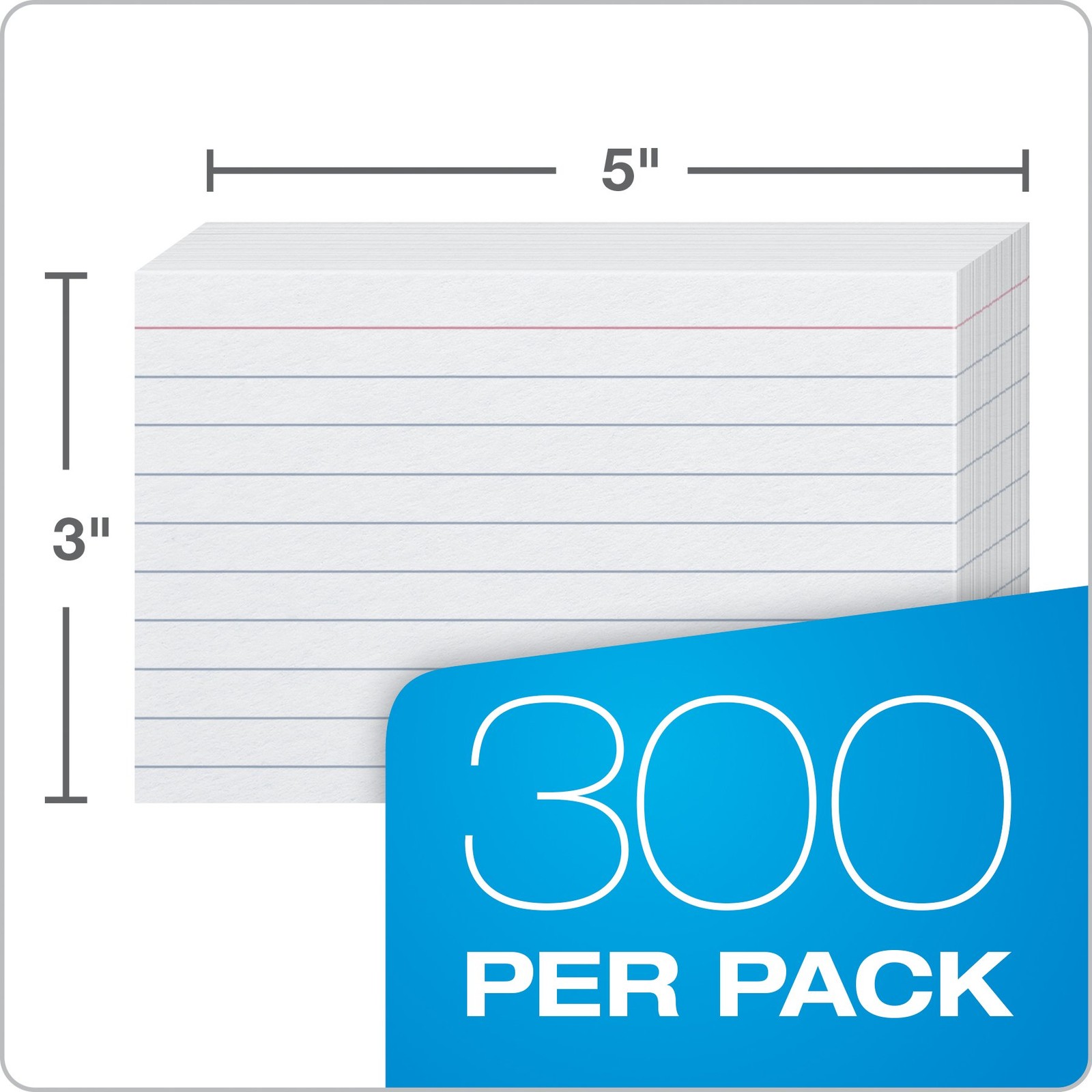 Ruled Index Cards, 3″ x 5″, White, Lined Index Flashcards, 300 per Pack (10022)