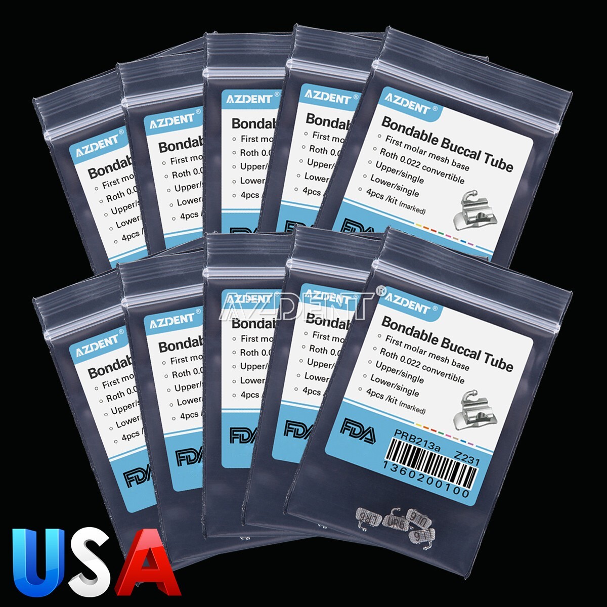 5Packs Dental Orthodontic Bondable Buccal Tube ROTH 022 1st Molar Convertible