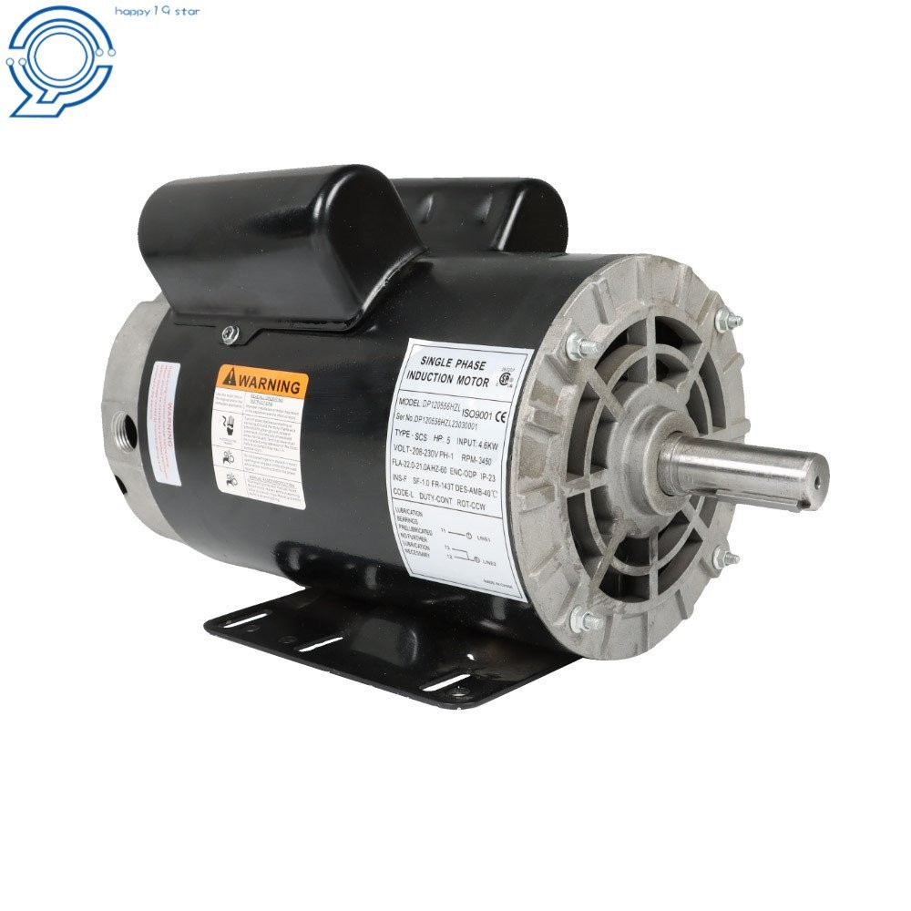 5 HP Compressor Duty Electric Motor 1 Phase 3450 RPM 56Hz Frame 7/8″ Shaft 230V