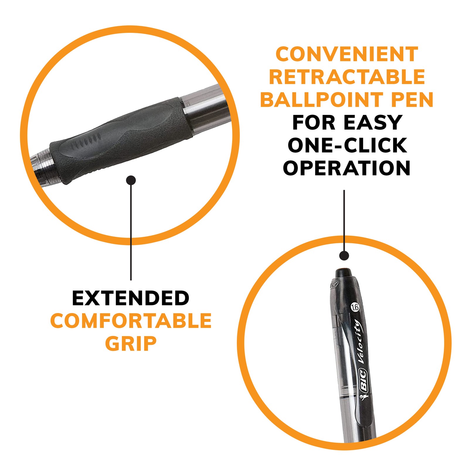 BIC Glide Bold Retractable Ball Pen, Black, 1.6mm Bold Point, 36 Pack