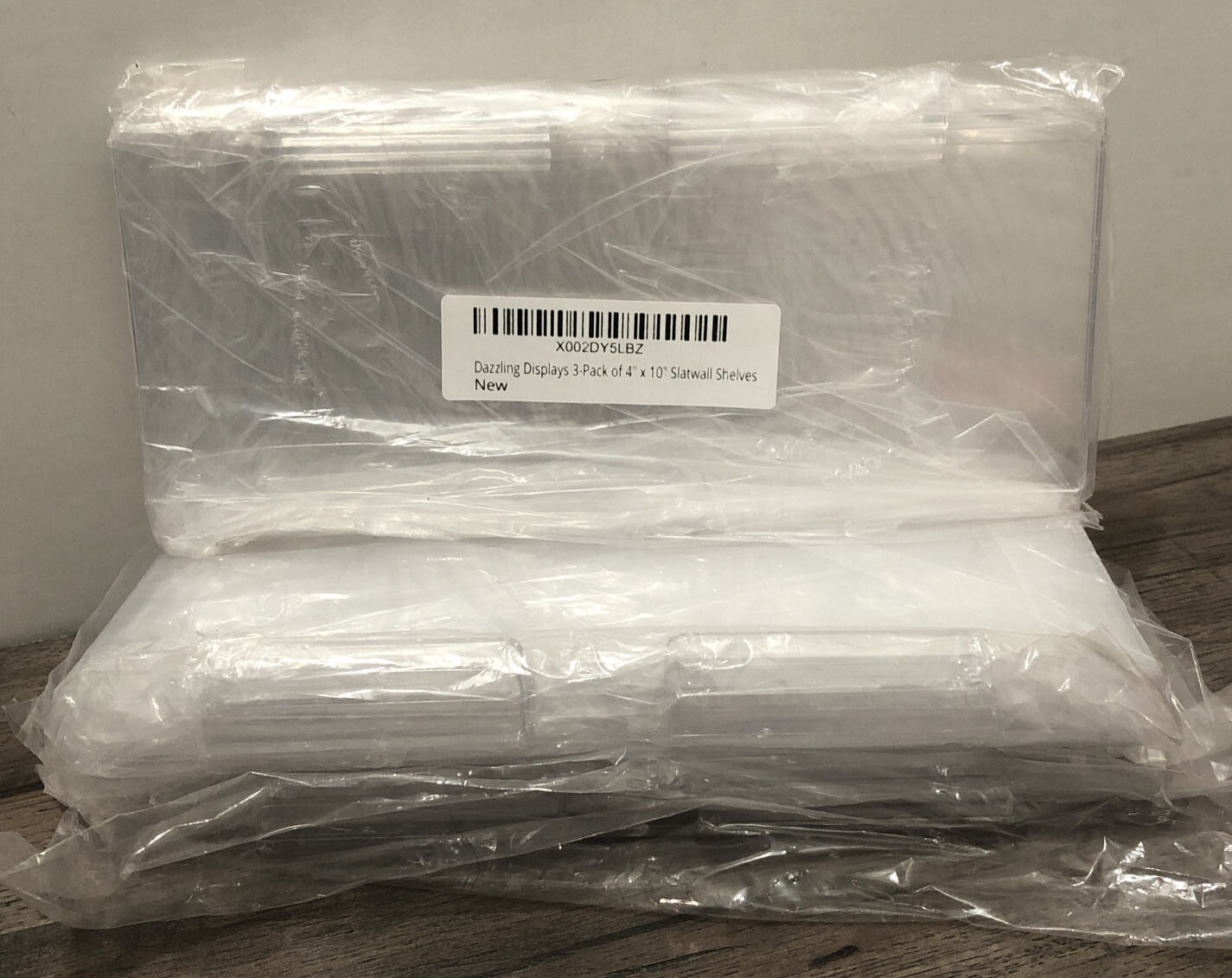 Dazzling Displays 12 – 4″ x 10″ Slatwall Shelves (4 packs of 3) Clear