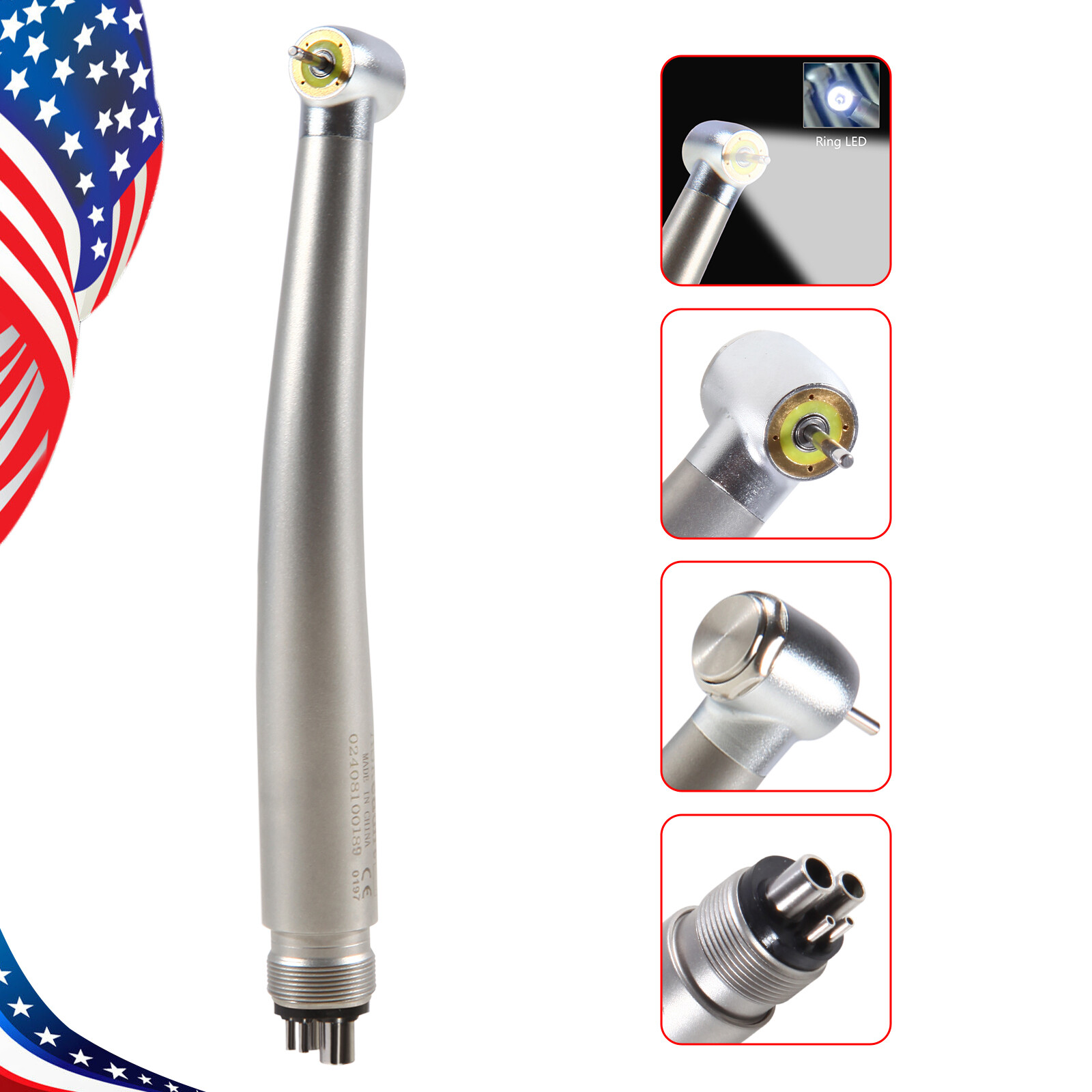 Dental Shadowless Ring LED High Speed Handpiece E-generator 4 Hole Midwest SA
