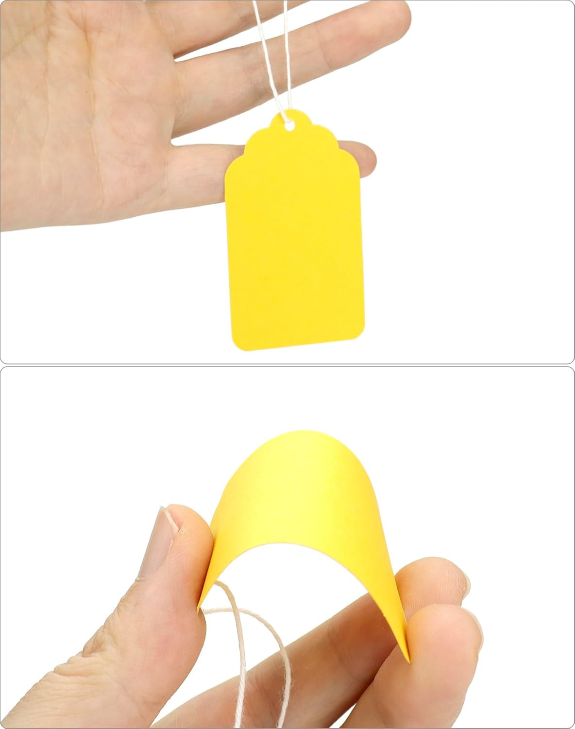 Price Tags, 500 Pcs Yellow Paper Gift Tags with String, 2.76″ X 1.69″ Blank Mark